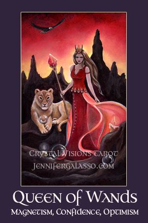 Crystal Visions Tarot Suit of Wands - Queen of Wands card illustration
